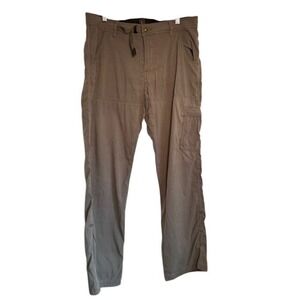 Prana Men's Cargo Pants Khaki Outdoor Hiking Travel Utility - Size Lrg X 32L
